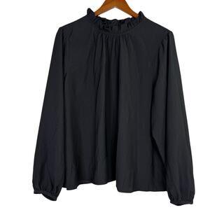J. Crew Midnight Black Ruffle Blouse